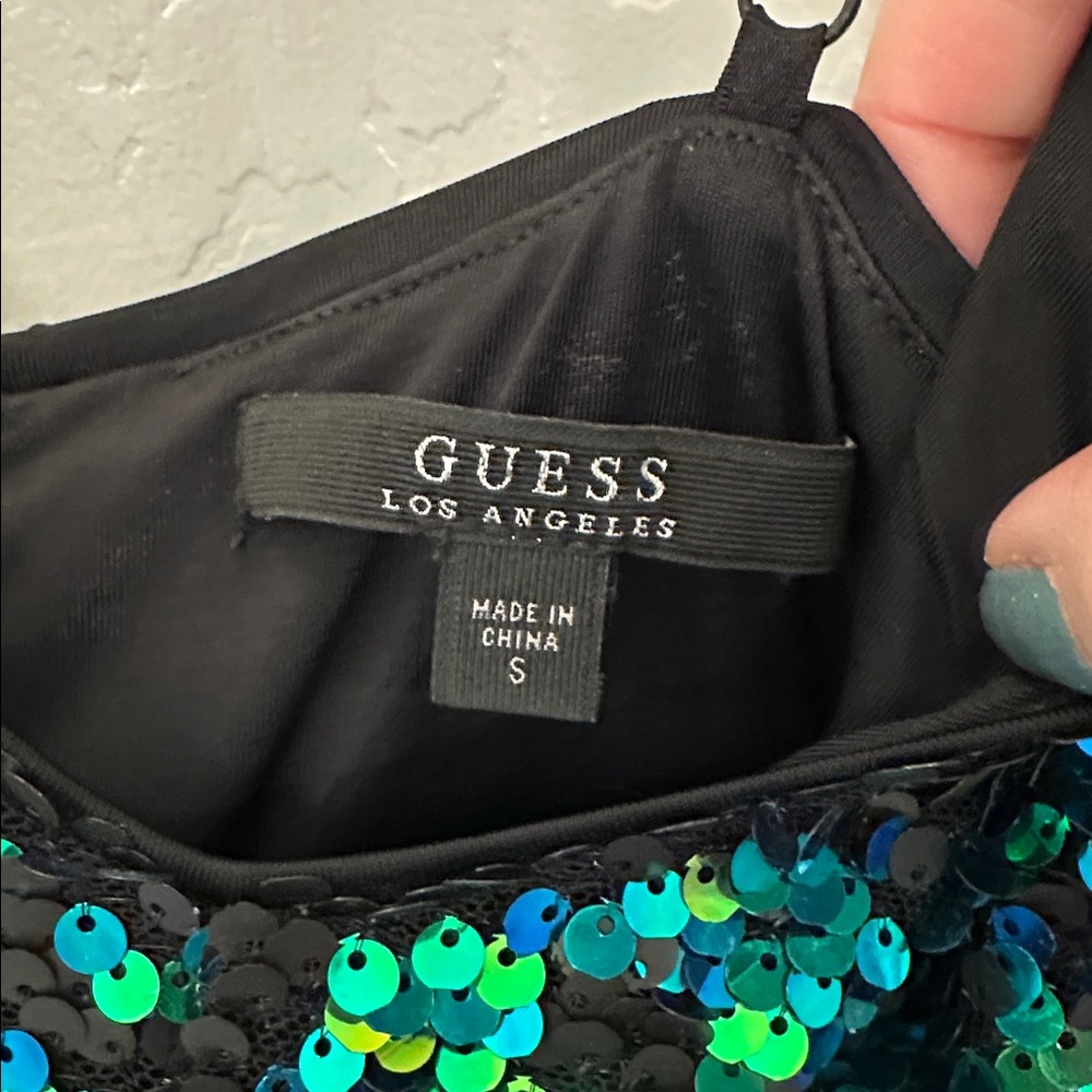 Guess Black and Green Sequin Camisole - Picture 3 of 4